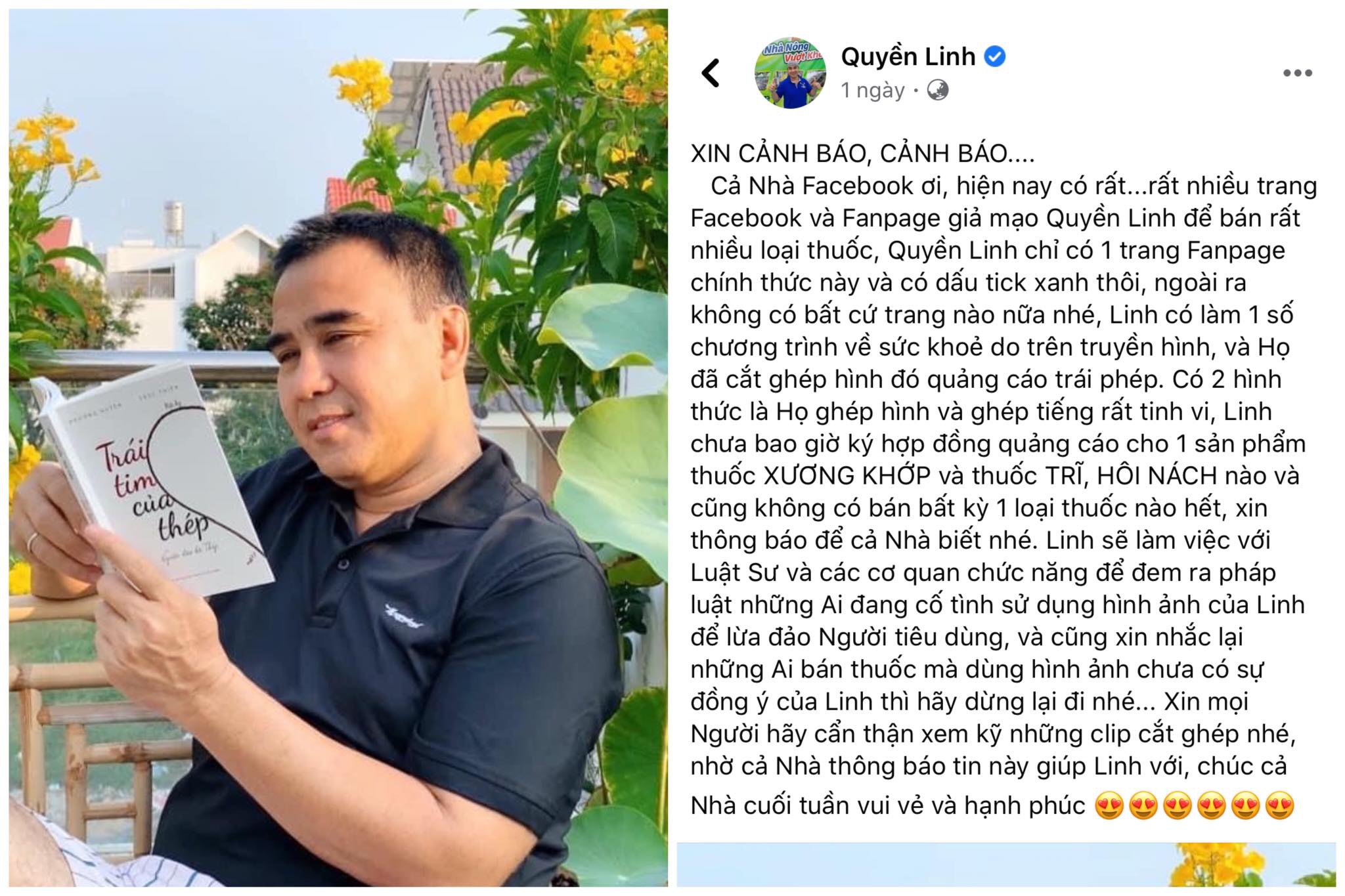 Quyền Linh chia sẻ trên trang cá nhân để cảnh báo người dân không bị lừa đảo Quyền Linh chia sẻ trên trang cá nhân để cảnh báo người dân không bị lừa đảo