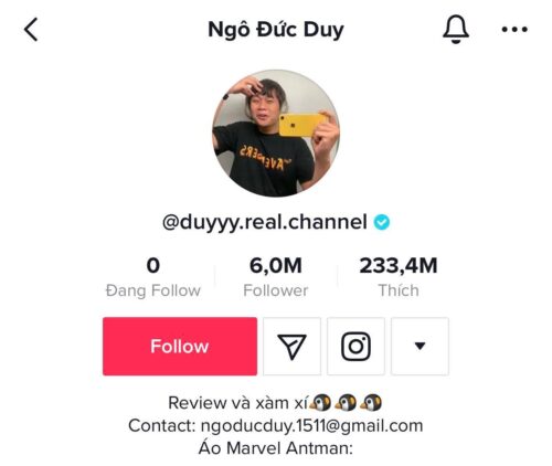 Con số 6 triệu lượt người theo dõi trên kênh Tiktok cá nhân của Duy Thẩm thật sự khiến cho rất nhiều người phải cúi đầu thán phục và đôi khi là cả sự ganh tỵ đi kèm bởi lẽ hiện nay không có quá nhiều người có thể thành công được như anh chàng này
