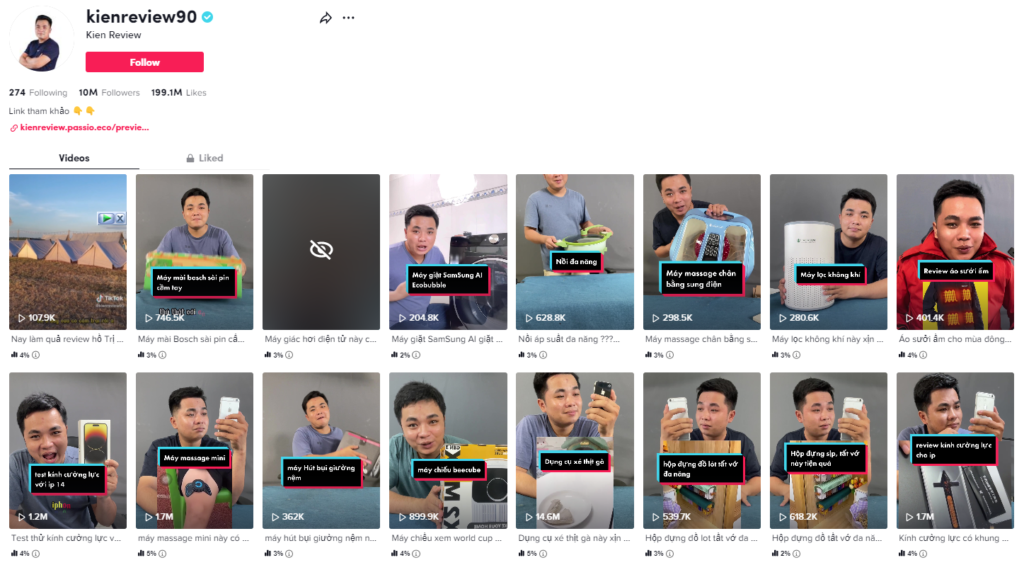 Kênh Tik tok kienreview90 có lượt người theo dõi khủng Kênh Tik tok kienreview90 có lượt người theo dõi khủng
