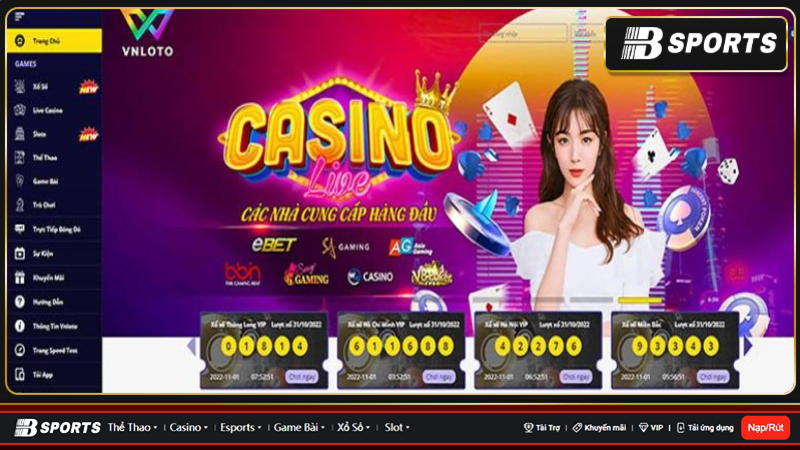 Kho trò chơi cá cược hấp dẫn của live casino vnloto