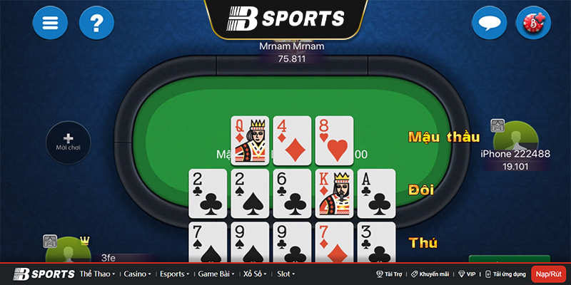 Thử binh theo 3 thùng phé trong game bài mậu binh Thử binh theo 3 thùng phé trong game bài mậu binh