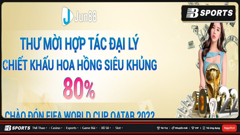 Ưu điểm hàng đầu trong tổng quan về casino trực tuyến Jun88 chính là ưu đãi khủng