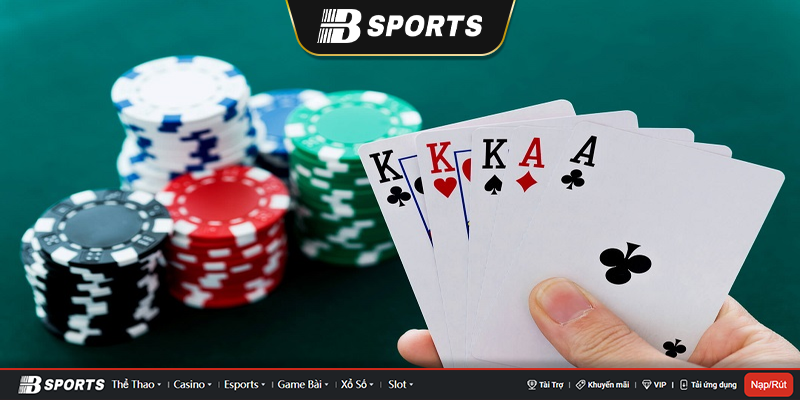 Tứ quý là rank poker thứ 3 Tứ quý là rank poker thứ 3